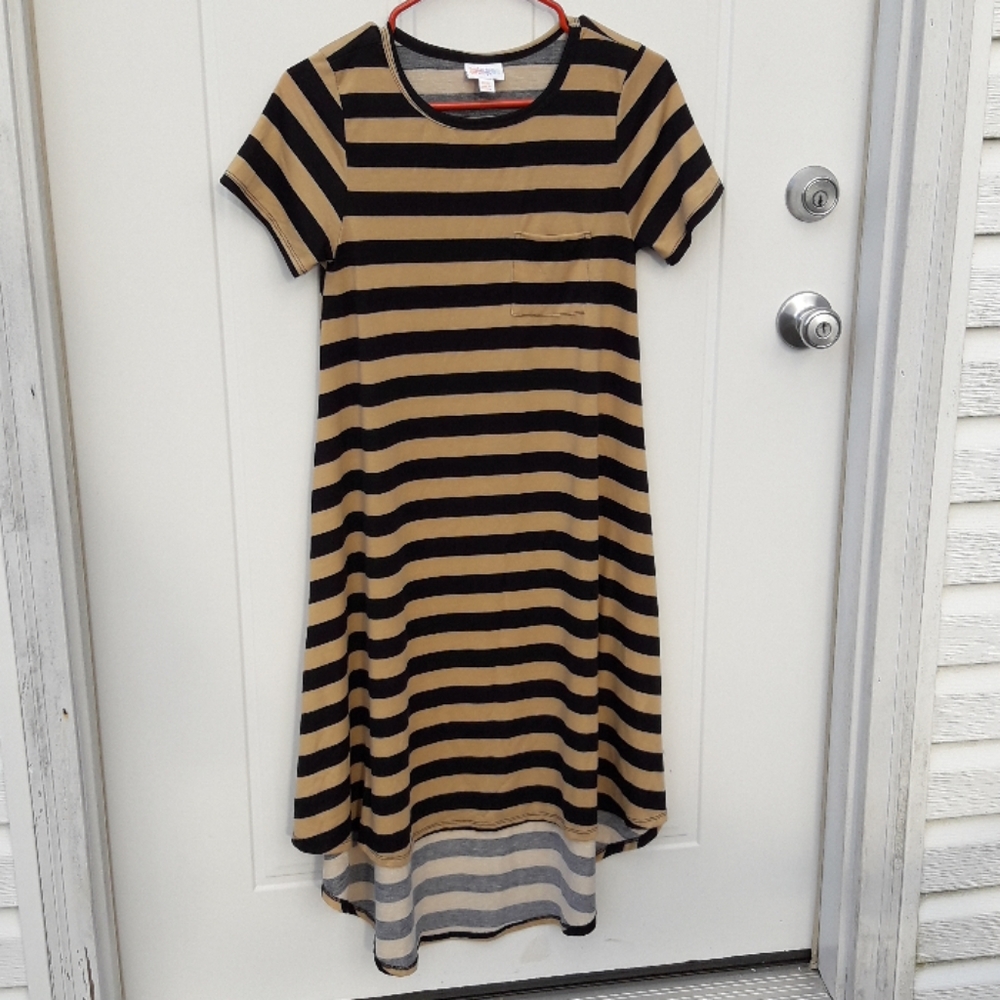 LulaRoe Dress Black and Tan Stripe XXS